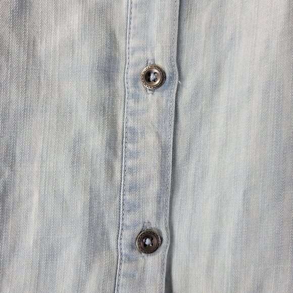 Ott Women’s Chambray Shirt Dress M Blue Tencel Long Sleeve Button Front Casual‎ - Picture 3 of 12